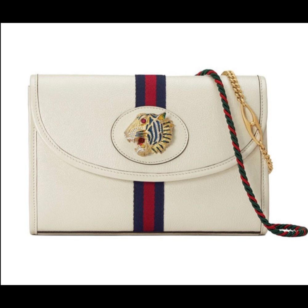 Gucci Rajah Leather Shoulder Bag In White